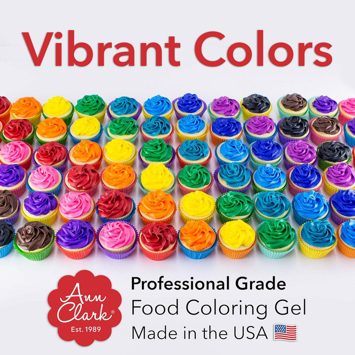Ann Clark Professional-Grade Gel Food Coloring Made in USA .7 oz, 12 Colors