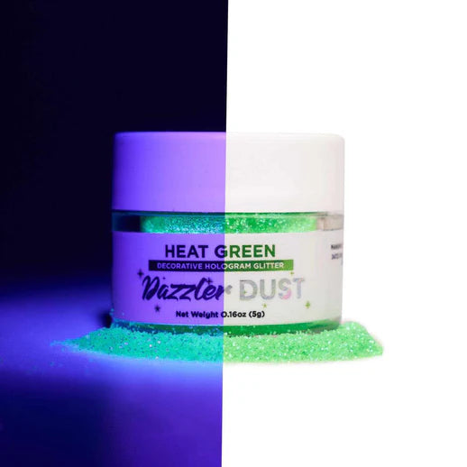 Halloween Glow In The Dark Dazzler Dust Holographic Glitter - Heat Green