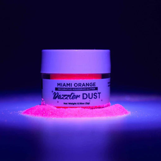 Halloween Glow In The Dark Dazzler Dust Holographic Glitter - Miami Orange
