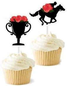 Kentucky Derby horse race-themed food & cupcake 12 piece topper picks set