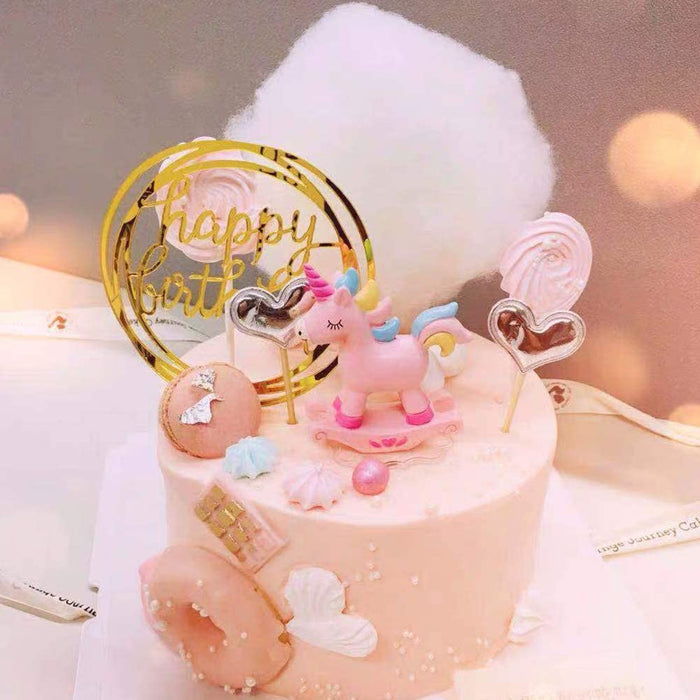 Happy Birthday Gold Cake Topper Acrylic Cake Decoration (pick your style)
