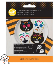 Cat and Skull Halloween cookie cutter and stencil set 4 piece