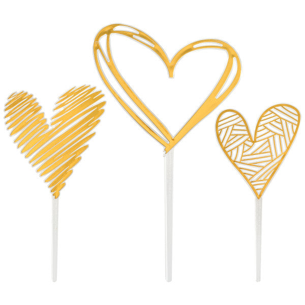 Gold Hearts 3 different Topper Set Wedding Love