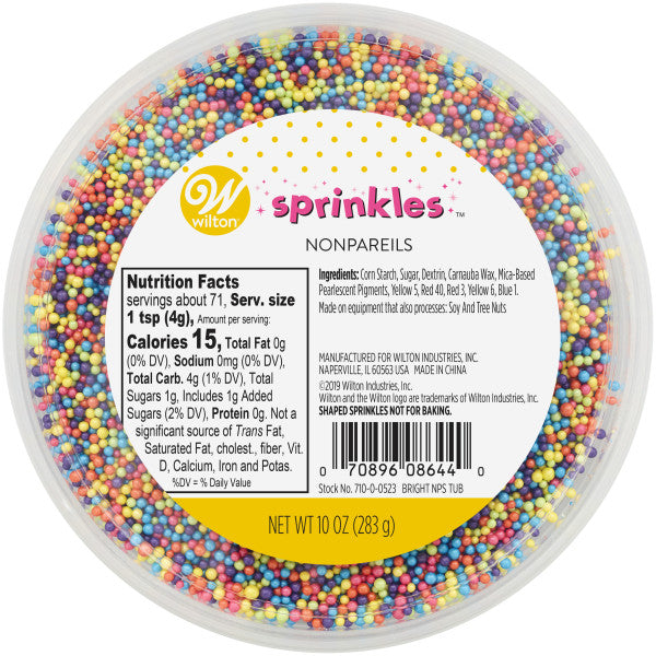 Wilton Bright Pastel Nonpareils Sprinkles Mix, 10 oz. Tub