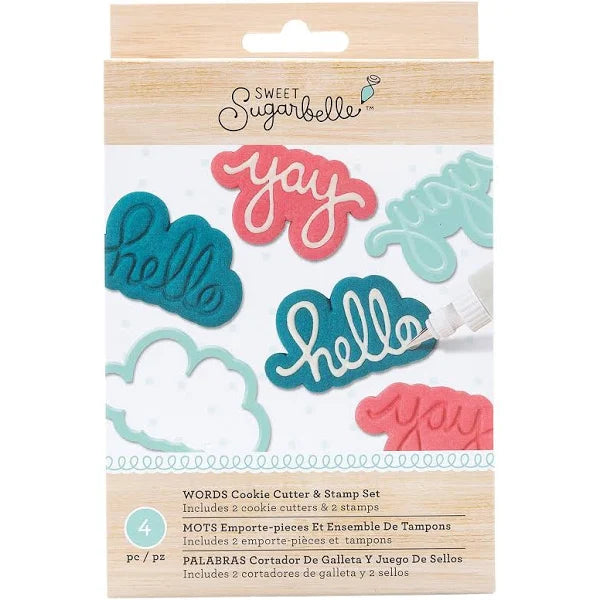 Cookie Cutters Sweet Sugerbelle Stamp and Cutter Set Words 4 Piece