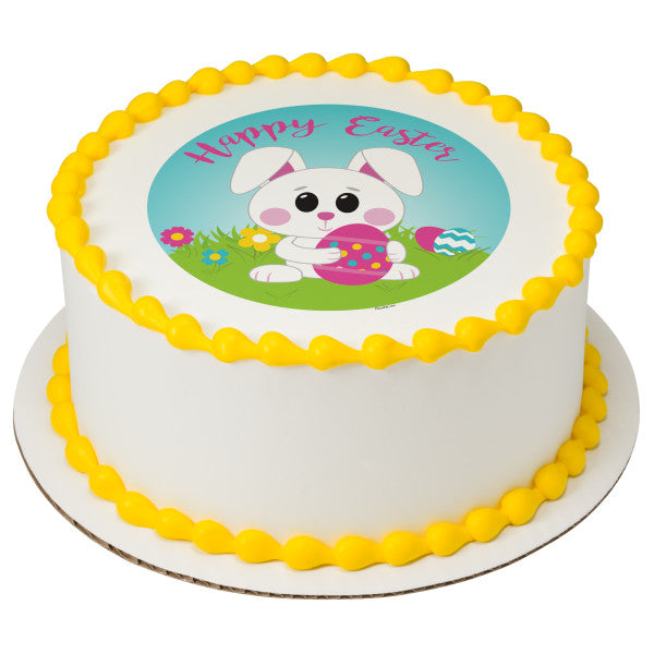 Happy Easter Bunny Edible Cake Image PhotoCake
