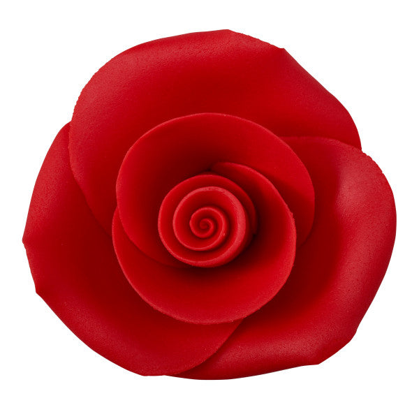 Red 2" Rose Sugar Soft Premium Edible Decorations - 18 roses per order