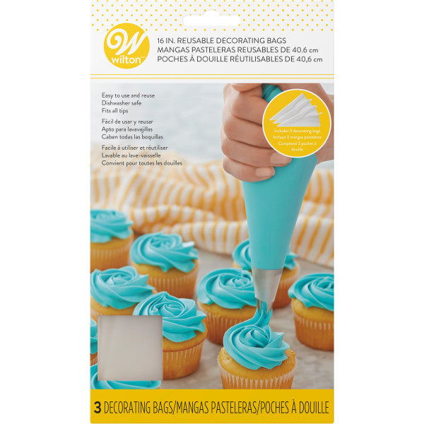 Wilton 16-Inch Reusable Piping Bags for Cake Decorating, 3-Count