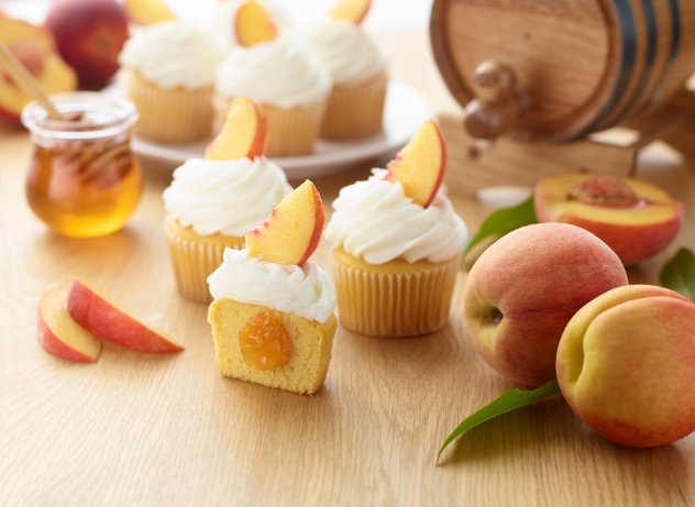 Bourbon Peach Cupcakes with Buttercreme Icing