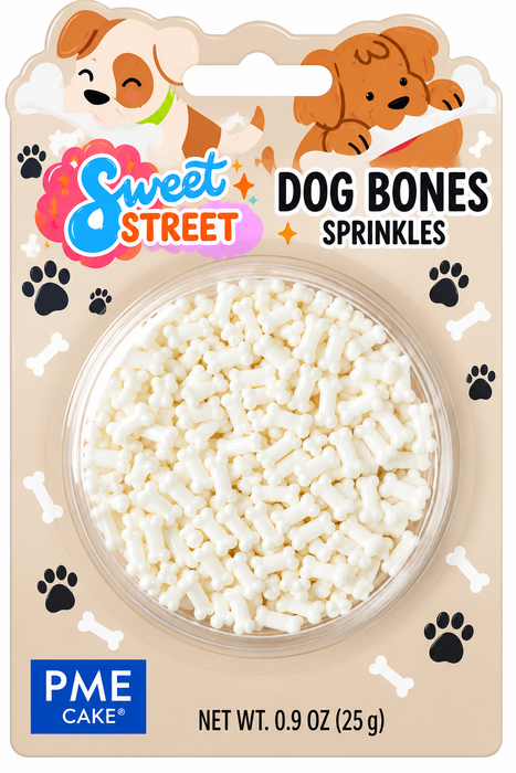 PME Sweet Street Dog Bones Sprinkles 0.9 oz – White Bone Cake & Cupcake Decorations