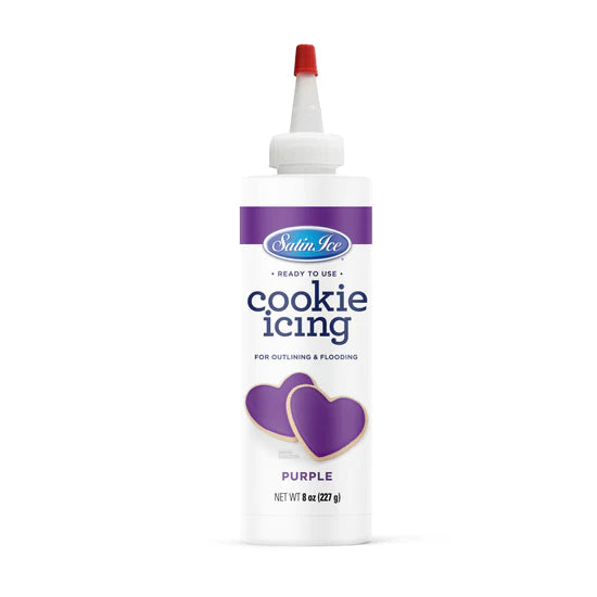 Cookie Icing Satin Ice Royal Icing Ready to Use Bottle Drys Hard - 8oz Bottle Purple