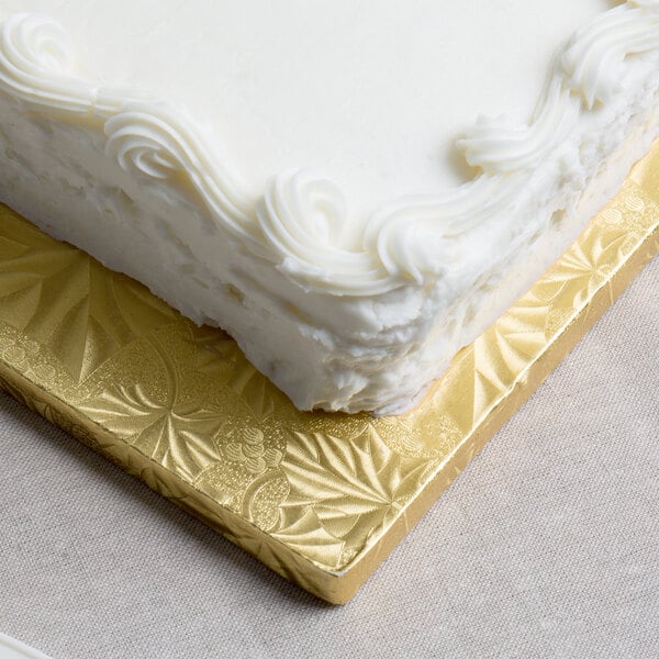 Half Sheet Gold Cake Board 18 3/4" x 13 3/4" Fold-Under 1/2" Thick