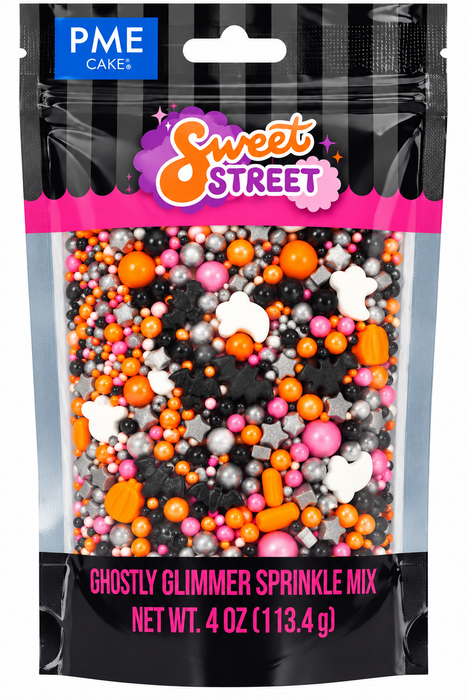Halloween Ghost Pumpkin & Bat Sprinkle Mix with Pearlescent Nonpareils – 4 oz