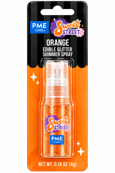PME Orange Edible Glitter Shimmer Spray for Cakes, Cookies & Cupcakes – 0.14 oz (4 g)