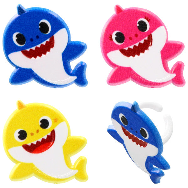 Baby Shark Mommy, Daddy and Baby Cupcake Cake Decorating Rings 12 set
