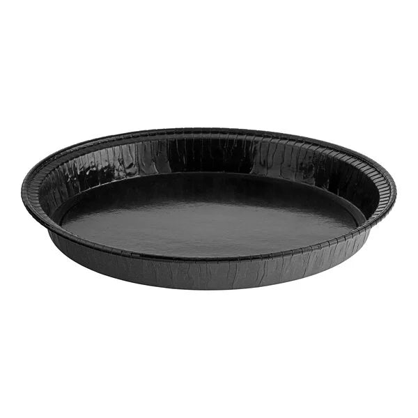 Bake and Show 10 1/4" Round Black Corrugated Oven Safe Paperboard Takeout / Cake Pan with clear Lid