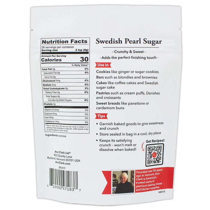 Ann Clark Swedish Pearl Sugar – Non-Melting Baking Sugar for Pastries, Cinnamon Rolls, Croissants, Cookies & Cakes