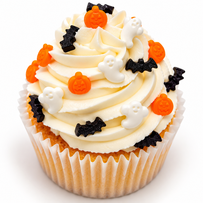 Halloween Pumpkin Bat & Ghost Shaped Sprinkles 0.9 oz – Orange Black White