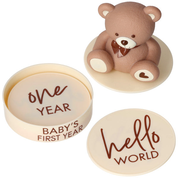 Bear First Birthday Cake Topper Set Decorating Set – Cute Baby's Beary set
