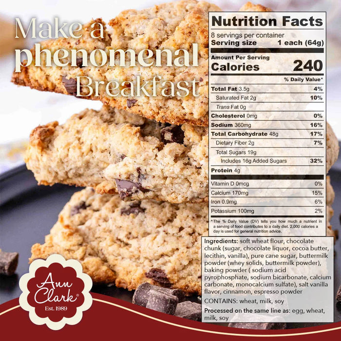 Ann Clark Chocolate Chunk Scone Mix – Gourmet Chocolate Scone Baking Mix with Chocolate Chunks – Breakfast & Brunch Mix
