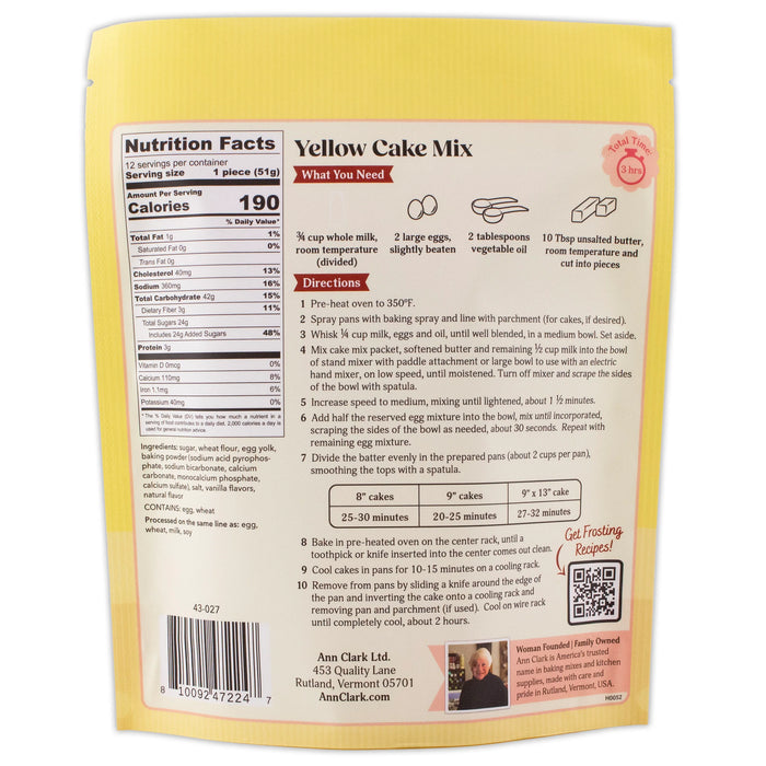 Ann Clark Yellow Cake Mix – Gourmet Vanilla Cake Baking Mix for Cakes & Cupcakes – Bakery-Quality Homemade Cake
