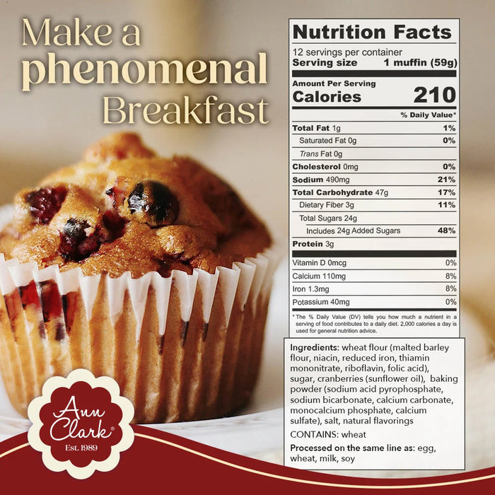 Ann Clark Cranberry Orange Muffin Mix – Gourmet Baking Mix with Real Cranberries – Homemade-Style Breakfast & Brunch Muffins