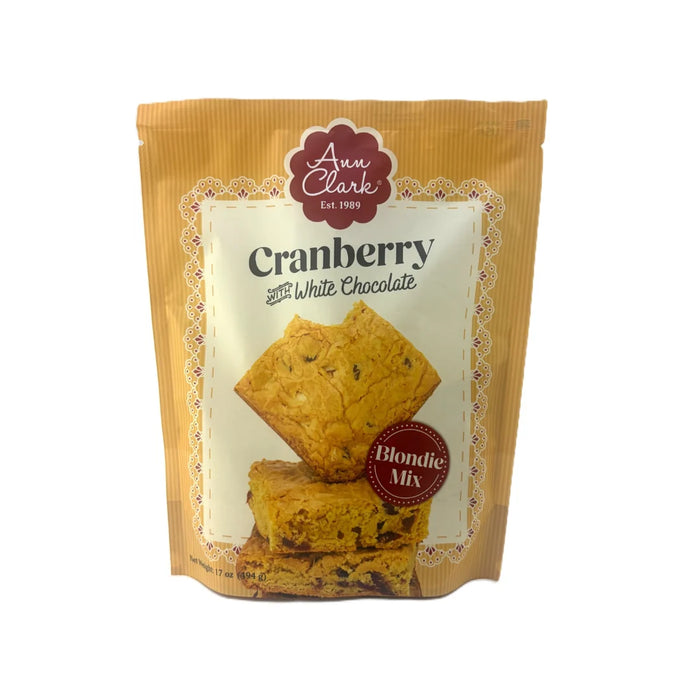 Ann Clark Cranberry White Chocolate Blondie Baking Mix – Gourmet Blondie Mix with Real Cranberries and White Chocolate