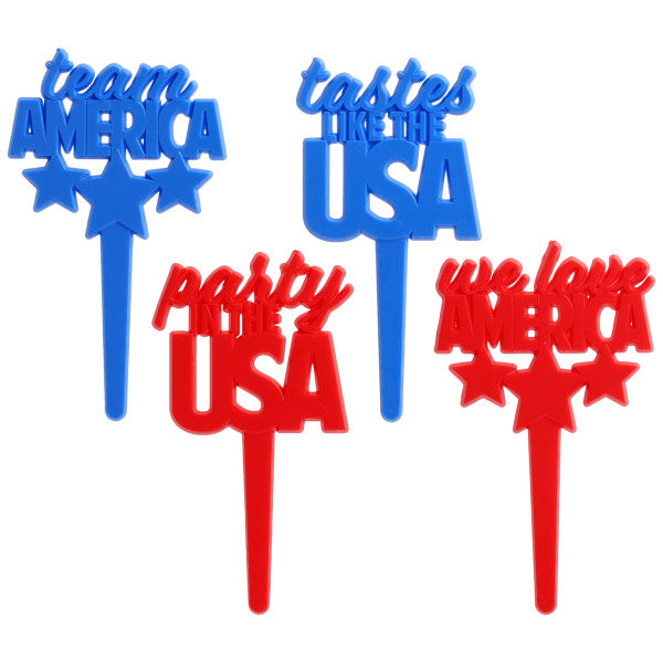 Team Americal USA (Party in the, We love, Team, Tastes like.. the USA)  - 12 count cupcake and cake toppers