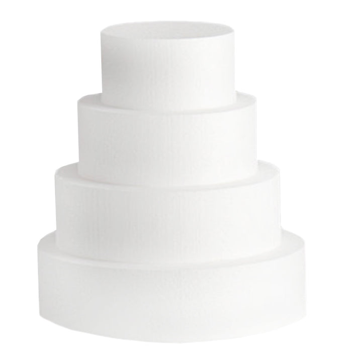 Round 4 Layer Styrofoam Set: 6" x 8" x 10" x 12" - 3" tall Cake Form Dummy
