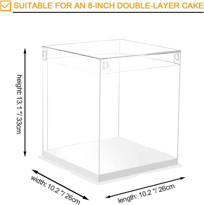 10x10x12 Inch Clear Cake Box Transparent White Tall Layer with clear lid