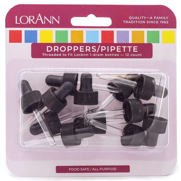LorAnn Dropper, Small Threaded (for 1 dram bottles) 12 pack
