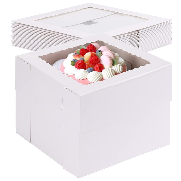 8" x 8" x 8" White Tall Layer Cake Bakery Boxes with Window Pastry Boxes