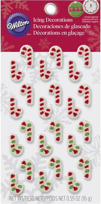 Wilton Icing Decorations Mini Candy Cane Edible Cupcake Toppers, red, green Cupcake, Cake, Gingerbread house, or Cookies