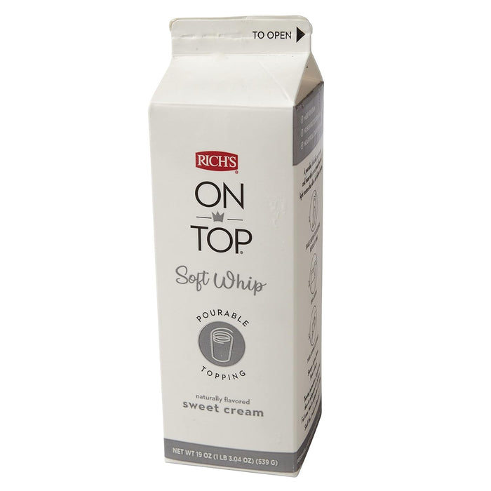 Rich's On Top, Soft Whip Topping, Naturally Flavored Sweet Cream, Frozen, 19 Ounce Carton