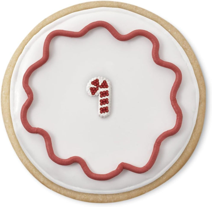 Wilton Icing Decorations Mini Candy Cane Edible Cupcake Toppers, red, green Cupcake, Cake, Gingerbread house, or Cookies