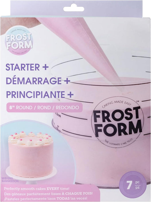 Frost Form - Starter + Kit (8 inch) 7-Piece Set for Perfectly Straight Cakes for Beginners and Pros Cake Decorating Kit