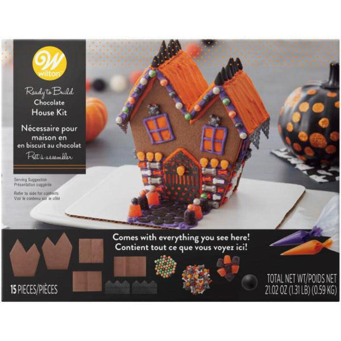 Wilton Haunted House Kit Ready-to-Build Chocolate Cookie 15-Piece