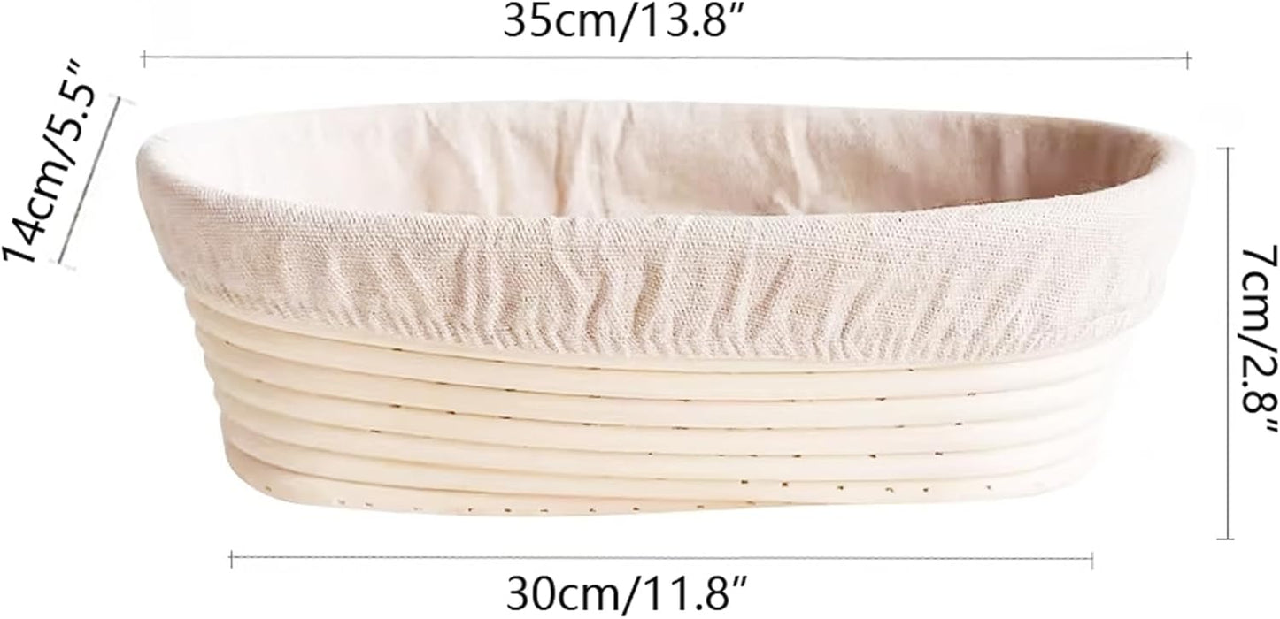 Bread Proofing Basket 14 inch Oval Shaped Dough Proofing Bowl w/Liners Perfect for Professional & Home Sourdough Bread Baking