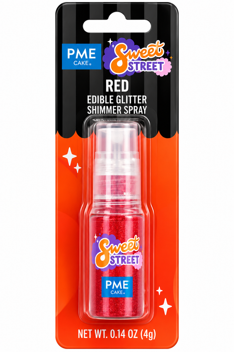PME Red Edible Glitter Shimmer Spray for Cakes, Cookies & Cupcakes – 0.14 oz (4 g)