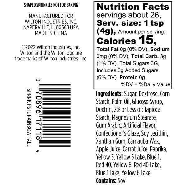 Wilton Pastel Rainbow Sprinkles Mix, 3.7oz.