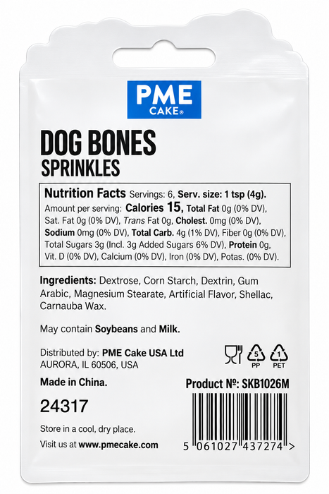 PME Sweet Street Dog Bones Sprinkles 0.9 oz – White Bone Cake & Cupcake Decorations