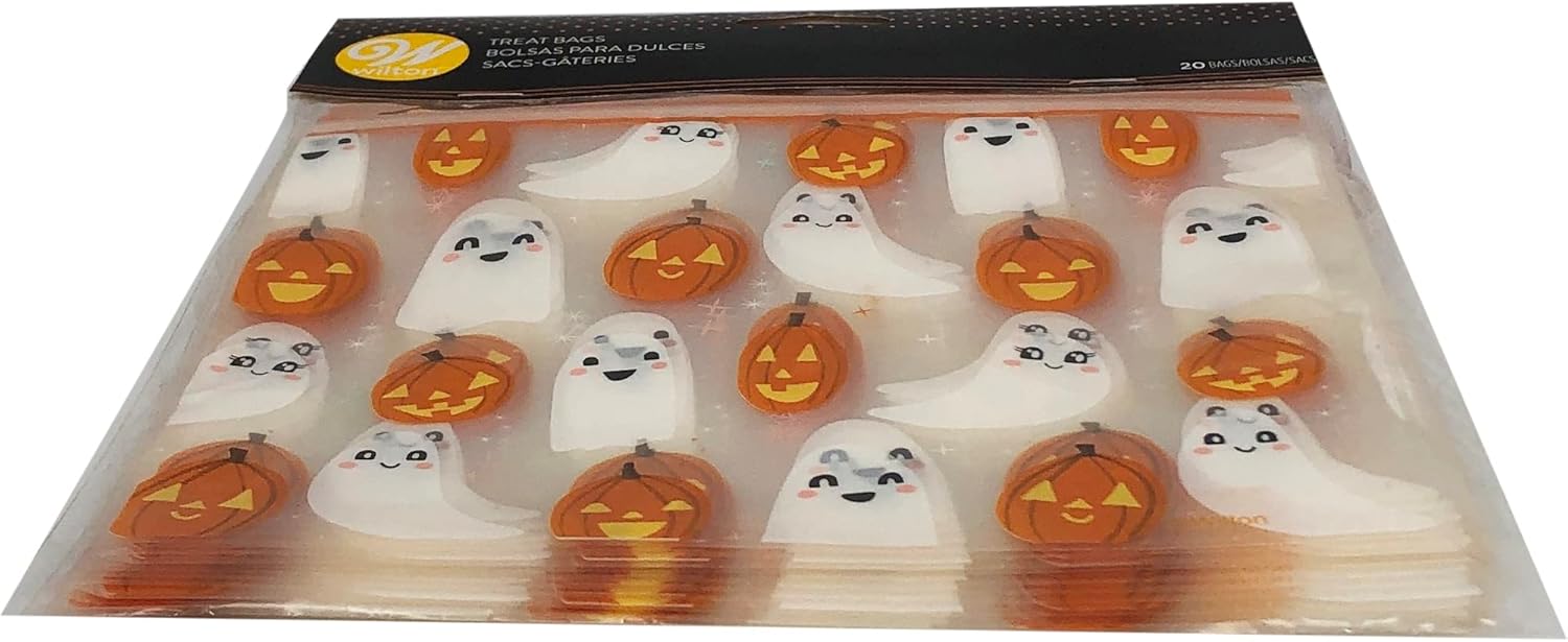 Wilton Happy Halloween Ghosts Pumpkins Reseal Bags, 20-Count