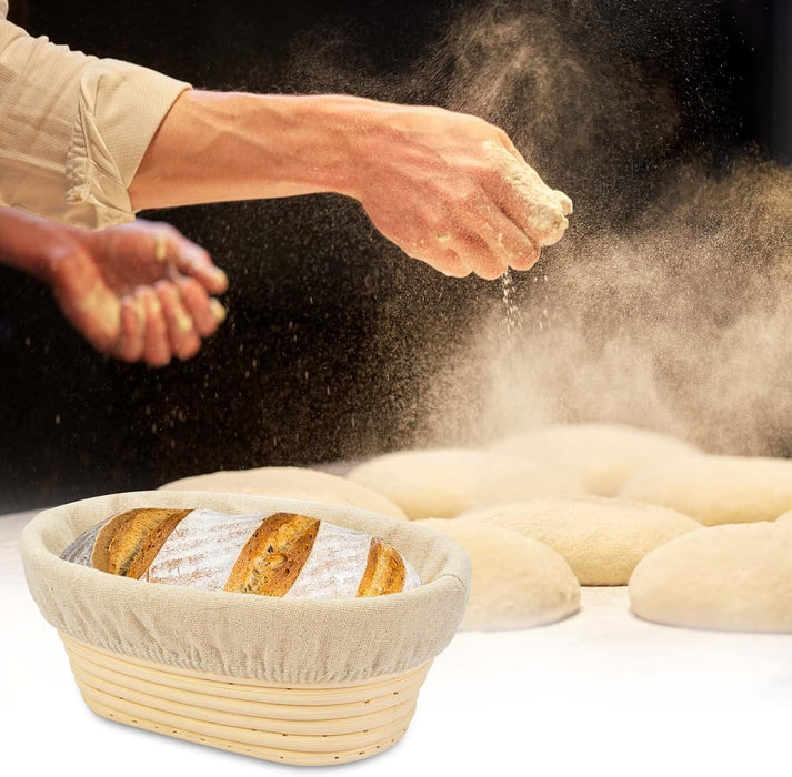 Bread Proofing Basket 8 inch Oval Shaped Dough Proofing Bowl w/Liners Perfect for Professional & Home Sourdough Bread Baking