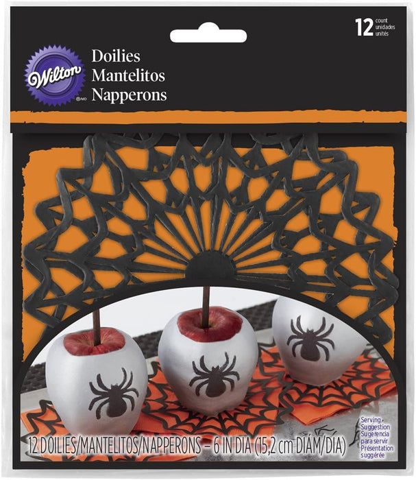 Wilton 6 in. Spider Web Halloween Paper Doilies 12-Count