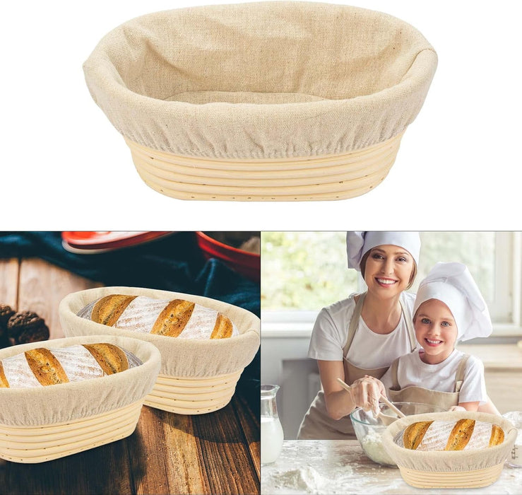 Bread Proofing Basket 8 inch Oval Shaped Dough Proofing Bowl w/Liners Perfect for Professional & Home Sourdough Bread Baking