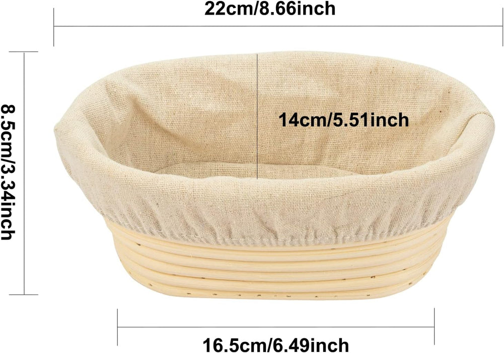 Bread Proofing Basket 8 inch Oval Shaped Dough Proofing Bowl w/Liners Perfect for Professional & Home Sourdough Bread Baking