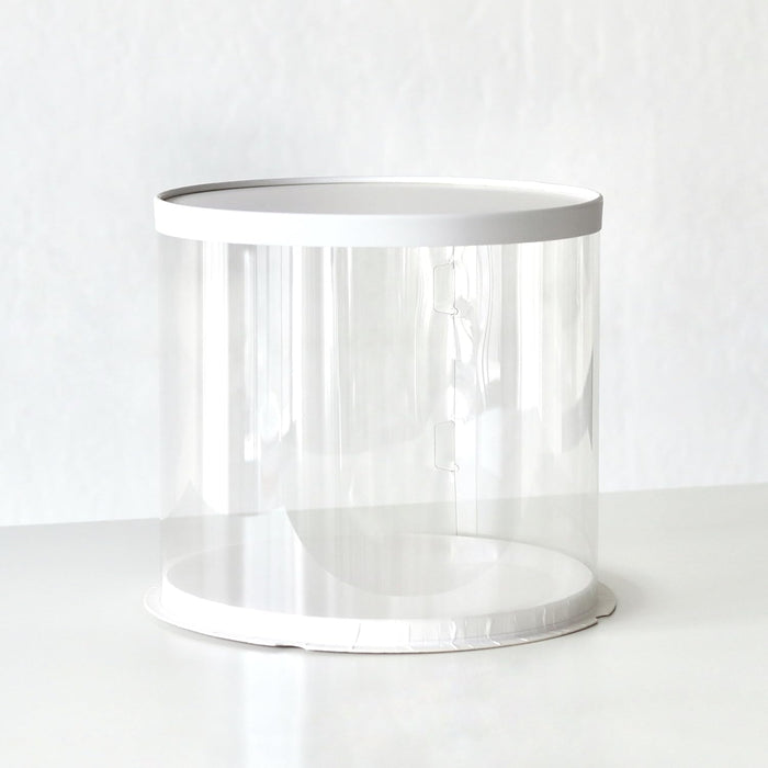 10x10x10 Inch ROUND Clear Cake Box Transparent White Tall Layer with clear lid