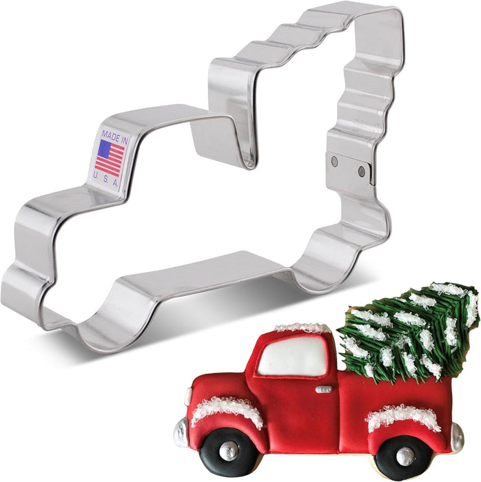 Ann Clark Extra Large Vintage Pickup Truck with Christmas Tree Cookie Cutter, 5"