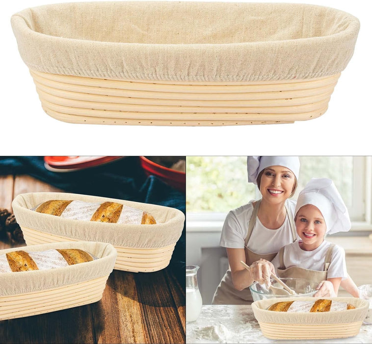 Bread Proofing Basket 11 inch Oval Shaped Dough Proofing Bowl w/Liners Perfect for Professional & Home Sourdough Bread Baking