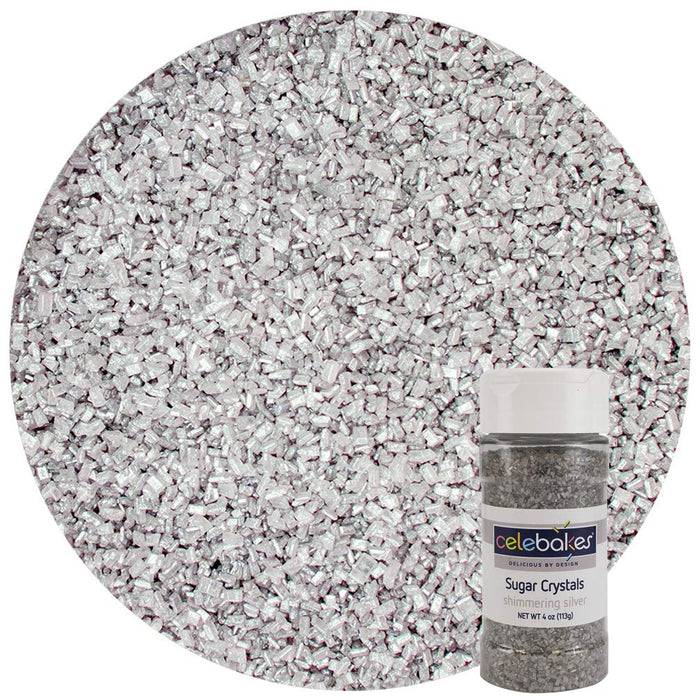 Celebakes Shimmering Silver Sugar Crystals, 4 oz.